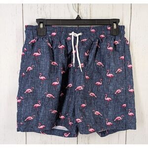 Trunk Size Medium Mens Blue‎ Pink Flamingo Swimming Board Trunks